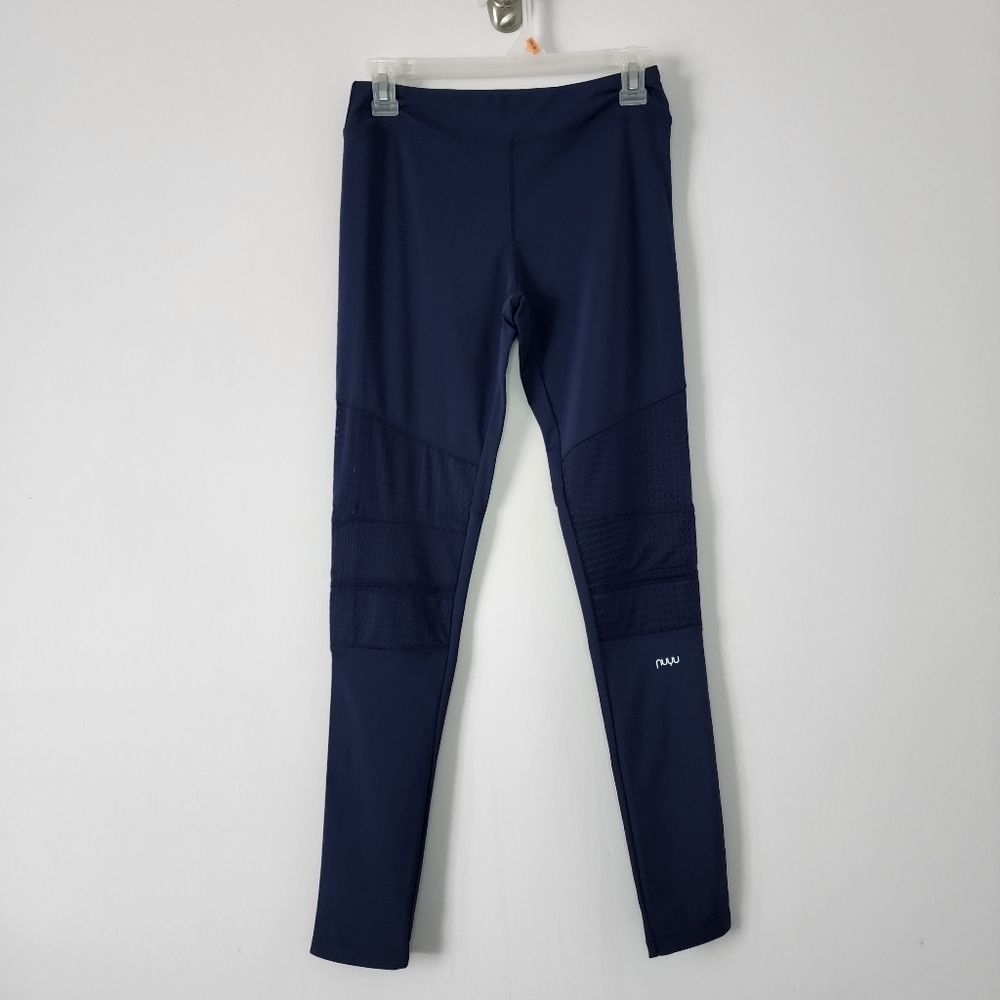 NUYU Navy Blue Biker Mesh Leggings Medium